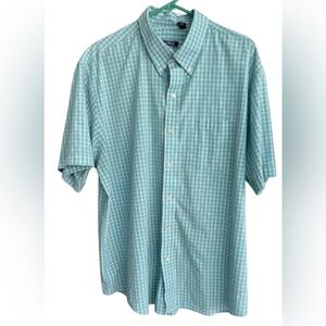 Izod Men's Aqua Checkered Button Down Shirt xxl